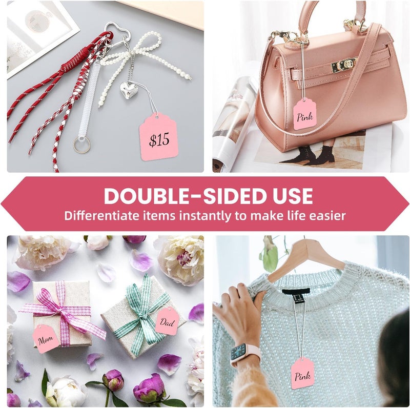 rolyta 200 Pcs Pink Price Tags with String Attached, Pre-Strung Writable Paper Clothing Tag for Bags Clothing Jewelry Retail Pricing DIY Crafts Gift Wrapping - Image 5